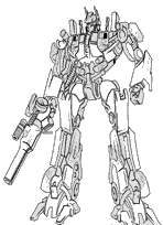 coloriage transformers se tenant fierement debout